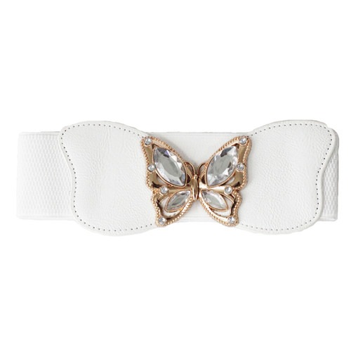Butterfly Buckle Belt - White