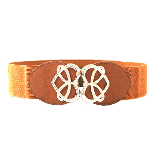 Conjoined Hearts Buckle Belt - Brown