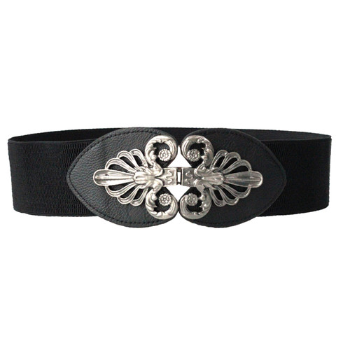 Elasticated Braided Buckle and Leaves Belt