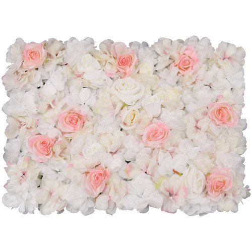 Hydrangea Artificial Flower Wall Panel 60cm x 40cm - Sophie Blush Roses