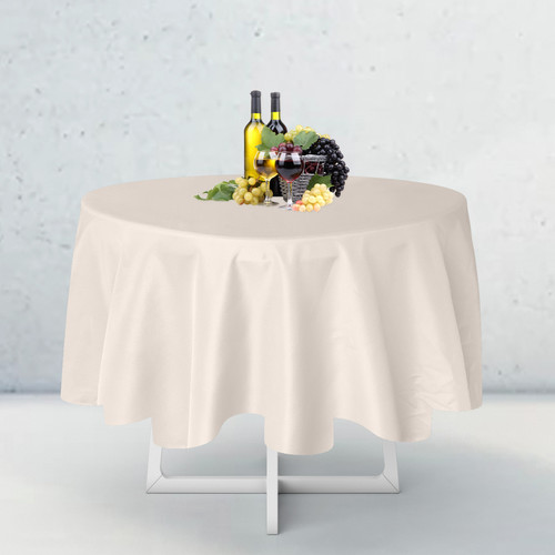 Round Polyester Tablecloth - Ivory - 130gsm