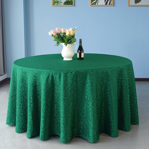 Round Damask Polyester Tablecloth - Green - 200gsm