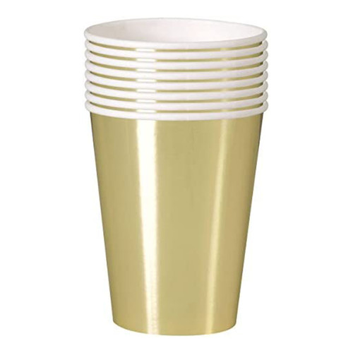 Gold Foil 12oz Paper Cups (Pack of 8)