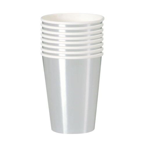 12oz Paper Cups (Pack of 8) - Silver Foil
