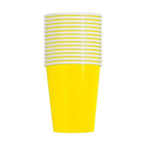 Neon Yellow 9oz Paper Cups (Pack of 14)