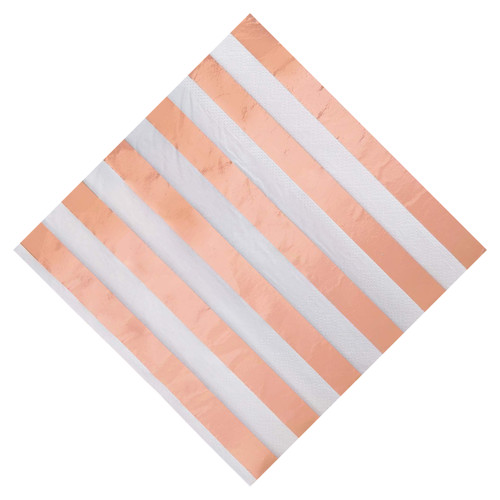 Rose Gold Foil Striped Napkins (Pack of 16)