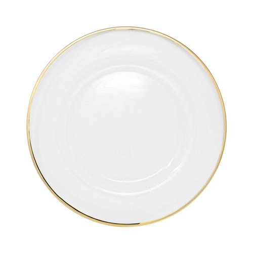 13" Round Charger Plate - Clear with Gold Trim