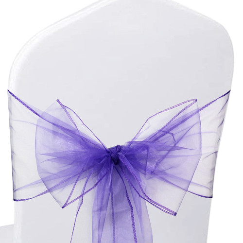 22cm x 280cm Organza Chair Sash - Dark Purple (Pack of 10)