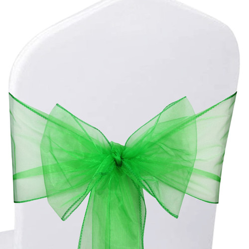 22cm x 280cm Organza Chair Sash - Emerald Green (Pack of 10)