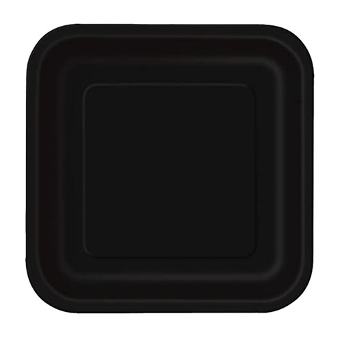 Midnight Black - Square 7" Dessert Plates (Pack of 16)