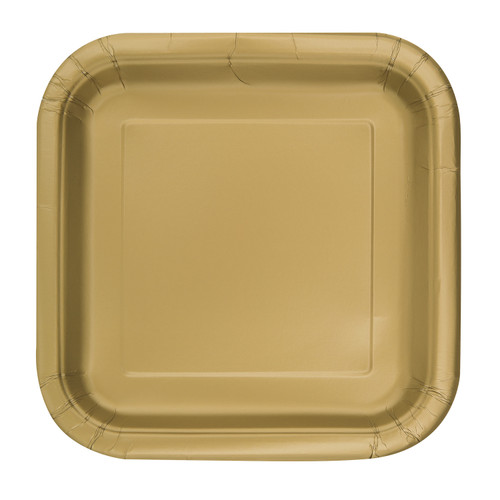 Gold - Square 7" Dessert Plates (Pack of 16)