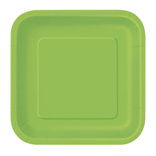 Lime Green - Square 7" Dessert Plates (Pack of 16)