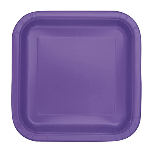 Neon Purple - Square 7" Dessert Plates (Pack of 16)