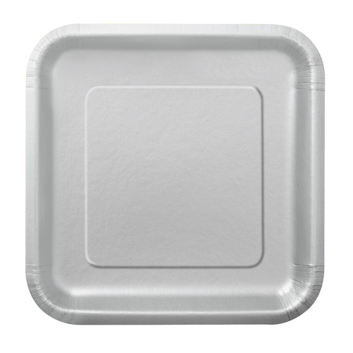 Silver - Square 7" Dessert Plates (Pack of 16)
