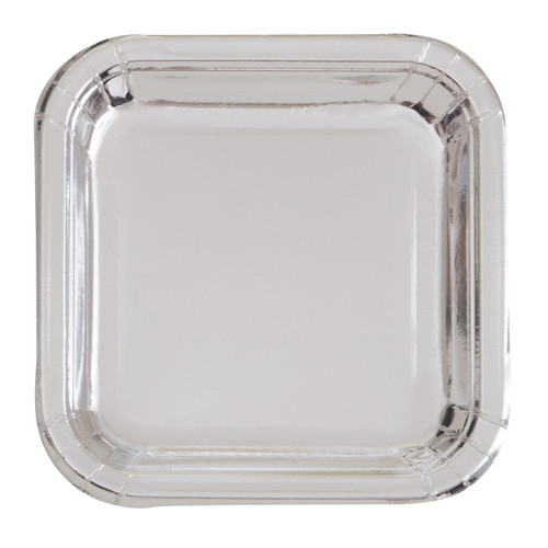 Square Plates (Pack of 8) - Silver Foil