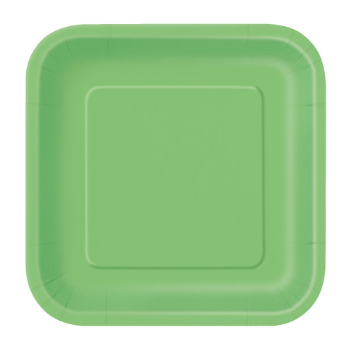 Lime Green - Square 9" Dinner Plates (Pack of 14)