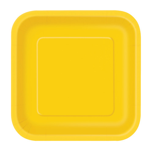 Neon Yellow - Square 9" Dinner Plates (Pack of 14)