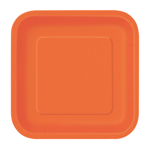 Pumpkin Orange - Square 9" Dinner Plates (Pack of 14)