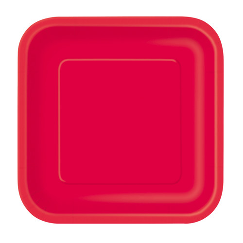 Ruby Red - Square 9" Dinner Plates (Pack of 14)