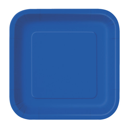 Royal Blue - Square 9" Dinner Plates (Pack of 14)