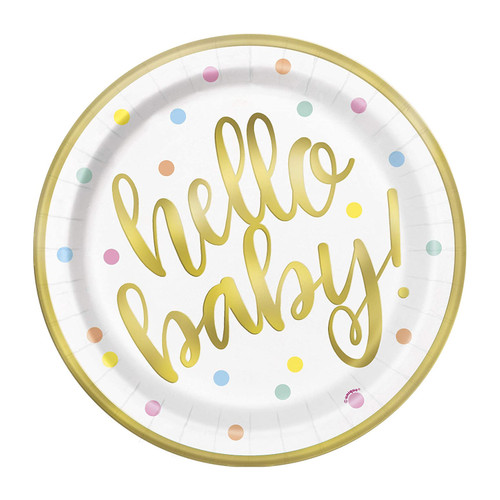 Hello Baby 9" Party Tableware Plates (Pack of 8)