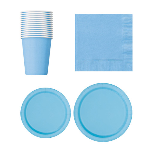 Round Plate Tableware Party Set (Pack of 70) - Powder Blue