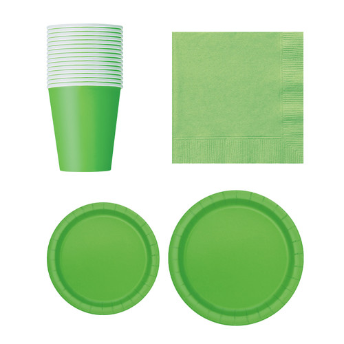 Round Plate Tableware Party Set (Pack of 70) - Lime Green