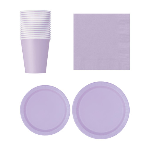 Round Plate Tableware Party Set (Pack of 70) - Lavender