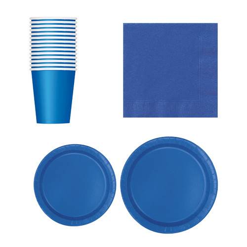 Round Plate Tableware Party Set (Pack of 70) - Royal Blue