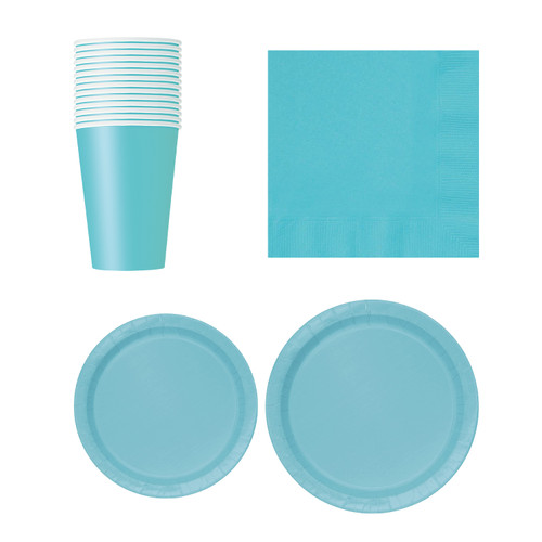 Round Plate Tableware Party Set (Pack of 70) - Terrific Teal