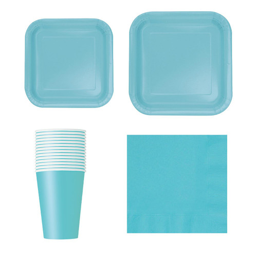 Terrific Teal - Square Plate Tableware Party Set (Pack of 64)