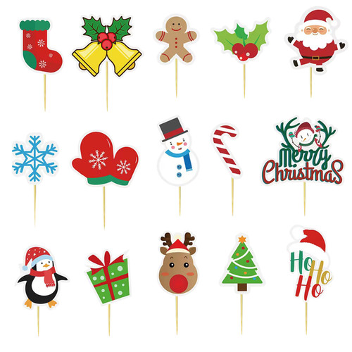 Christmas Cupcake Cocktail Sticks - 15pcs