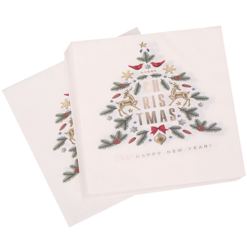 Christmas Paper Napkins (Pack of 20) - White Tree