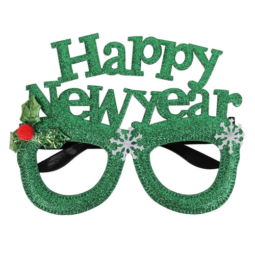 Happy New Year Glitter Party Eyeglasses - Green