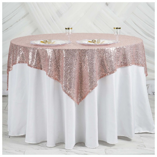 Glitter Sequin Tablecloth Overlay - Blush Pink