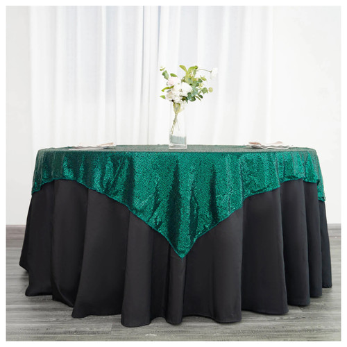 Glitter Sequin Tablecloth Overlay - Emerald Green