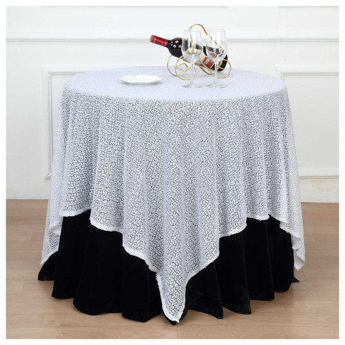 Glitter Sequin Tablecloth Overlay - White