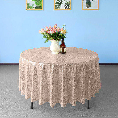 Glitter Round Sequin Sparkly Tablecloth - Rose Gold