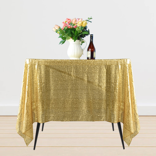 Sequin Sparkly Square Tablecloth - Champagne