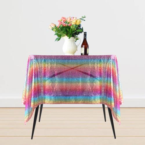 Sequin Sparkly Square Tablecloth - Rainbow