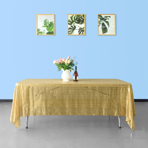 Sequin Rectangle Sparkly Tablecloth - Champagne