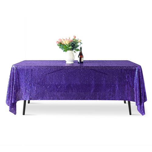 Sequin Rectangle Sparkly Tablecloth - Purple