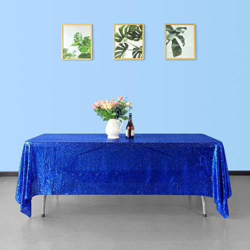 Sequin Rectangle Sparkly Tablecloth - Royal Blue