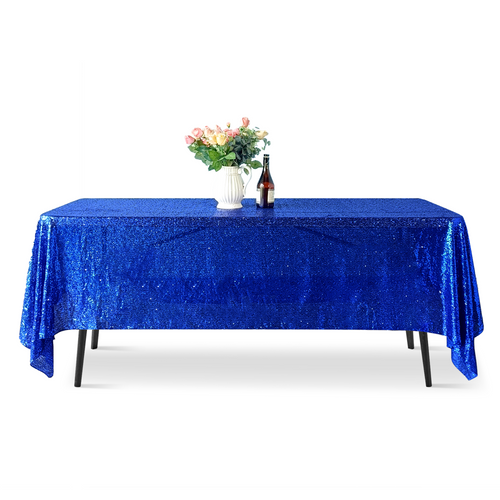 Sequin Rectangle Sparkly Tablecloth - Royal Blue
