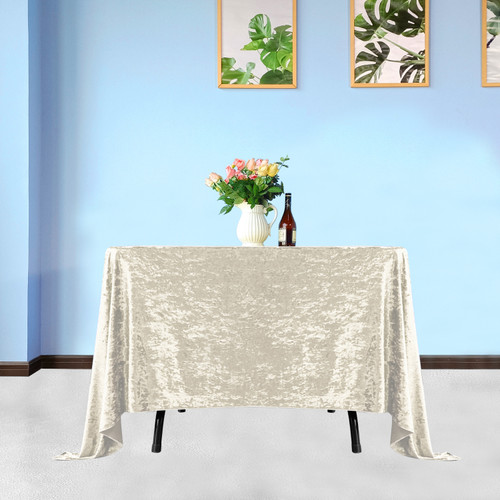 Square Crushed Velvet Tablecloth - Champagne