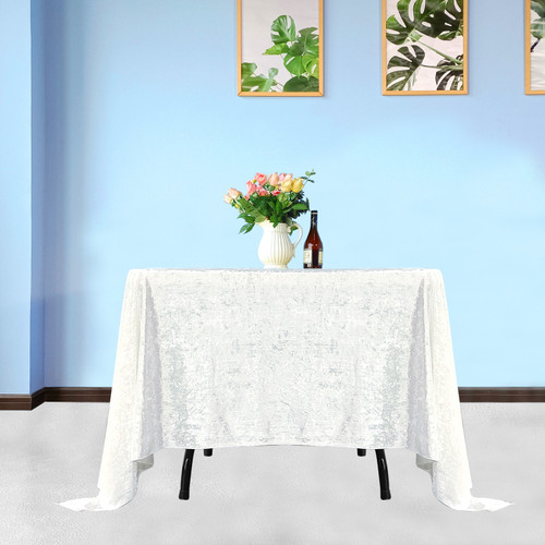 Square Crushed Velvet Tablecloth - White