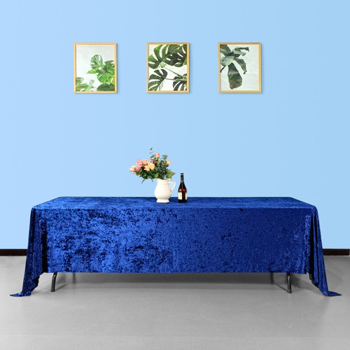 Rectangle Crushed Velvet Tablecloth - Navy Blue