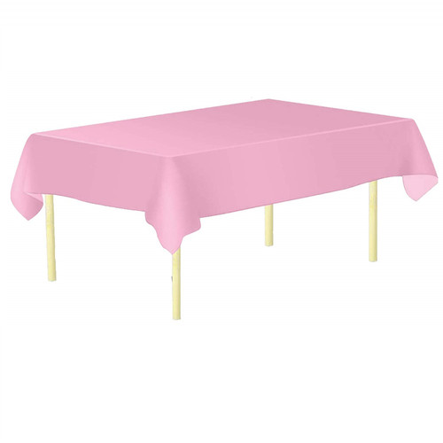 Rectangular Plastic Disposable Tablecloth - Light Pink