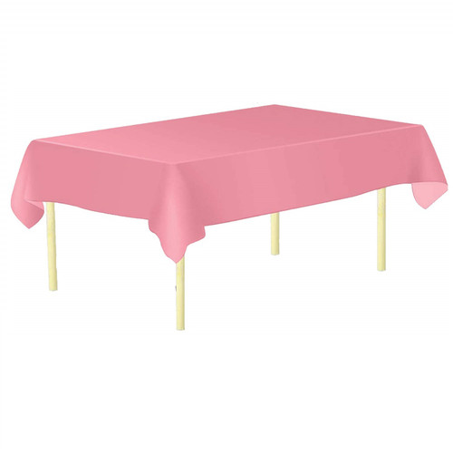 Rectangular Plastic Disposable Tablecloth - Pink