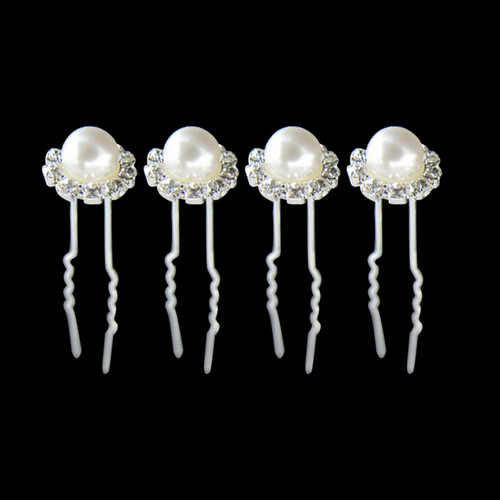 Pearl Flower Hair Pins (10pcs) - White